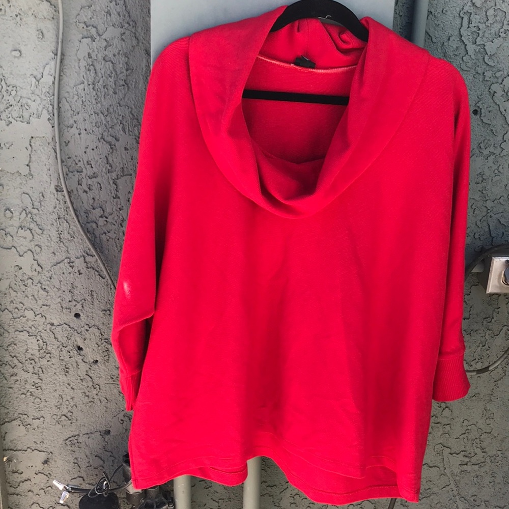 Red cotton sweater cow neck